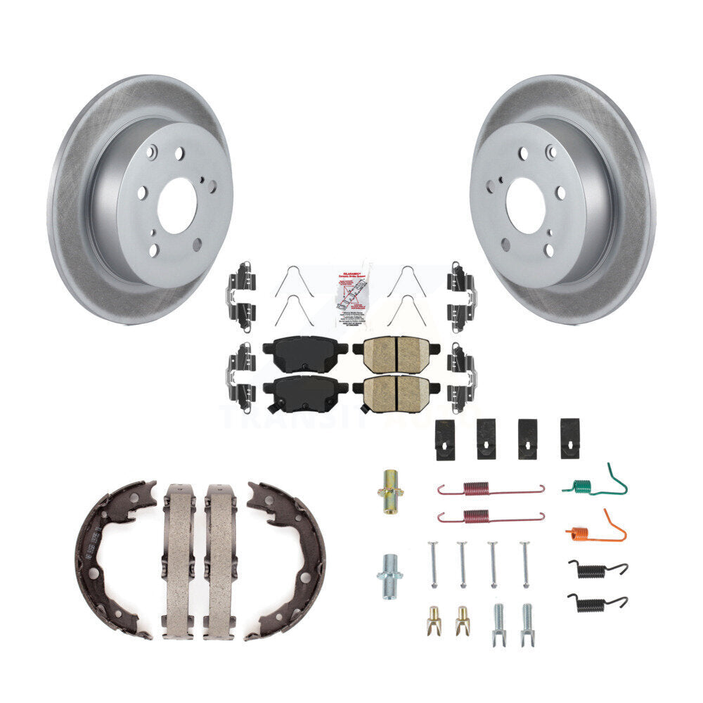 Rear Disc Coated Rotors Ceramic Pads Parking Shoes Hardware Kit For 10 Toyota Matrix XRS KGA-107196
