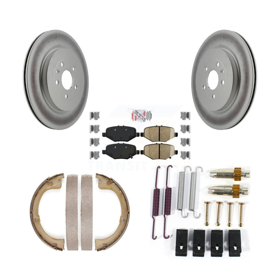 Rear Disc Coated Rotors Ceramic Pads Parking Brake Shoes And Hardware Kit For Lincoln MKT KGA-107202