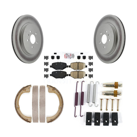 Rear Disc Coated Rotors Semi-Metallic Pads Parking Shoes And Hardware Kit For Lincoln MKT KGA-107204