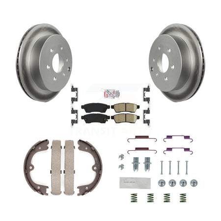 Rear Disc Coated Rotors Ceramic Pads Parking Brake Shoes Hardware Kit For Nissan Frontier KGA-107217