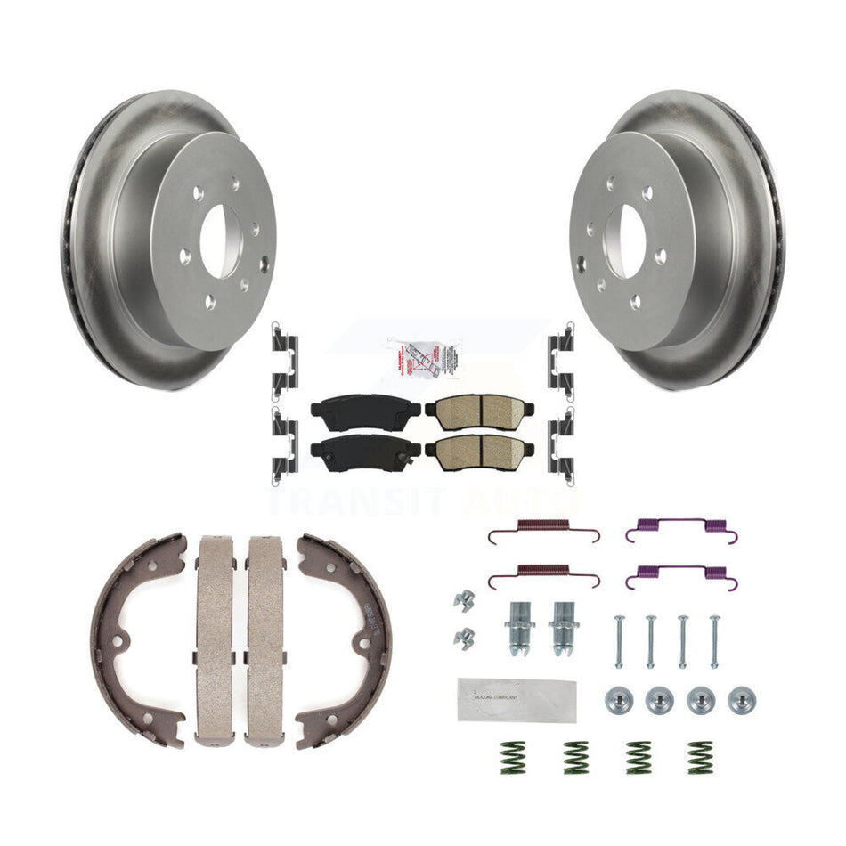 Rear Disc Coated Rotors Ceramic Pads Parking Brake Shoes Hardware Kit For Nissan Frontier KGA-107217