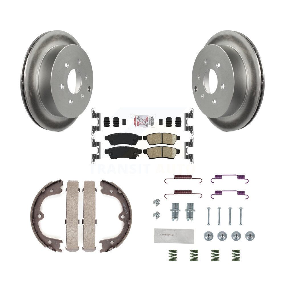 Rear Disc Coated Rotors Ceramic Pads Parking Brake Shoes Hardware Kit For Nissan Frontier KGA-107218