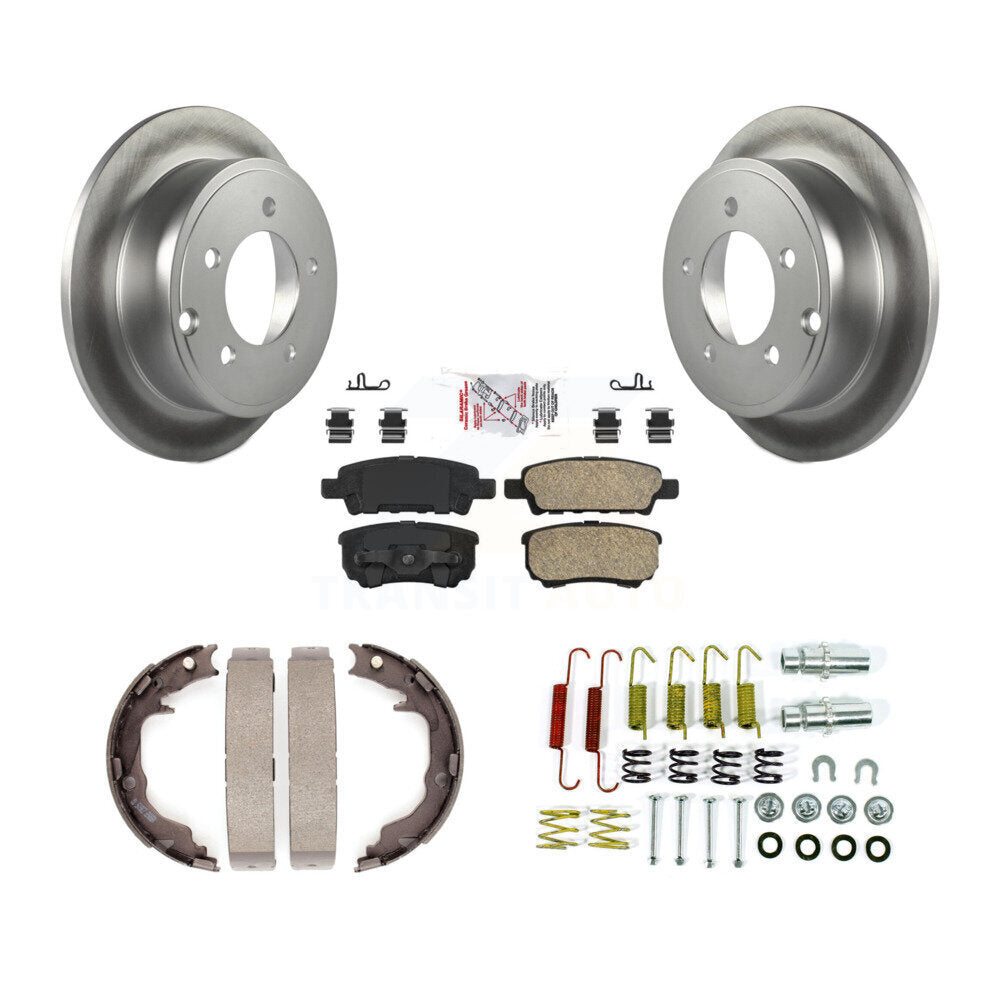 Rear Disc Coated Rotors Ceramic Pads Parking Shoes & Hardware Kit For Jeep Patriot Dodge KGA-107223