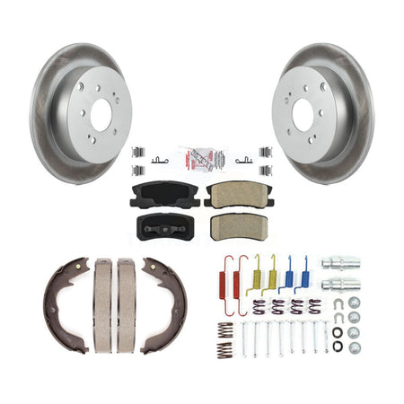 Rear Disc Coated Rotors Ceramic Pads Parking Shoes & Hardware Kit For Mitsubishi Endeavor KGA-107237