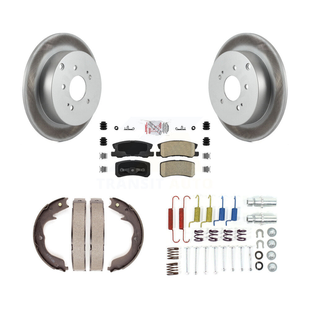 Rear Disc Coated Rotors Ceramic Pads Parking Shoes & Hardware Kit For Mitsubishi Endeavor KGA-107238