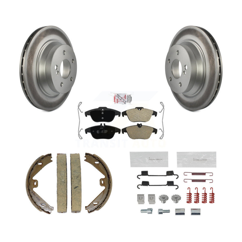 Rear Disc Coated Rotors Semi-Metallic Pads Parking Shoes & Hardware Kit For Mercedes-Benz KGA-107240