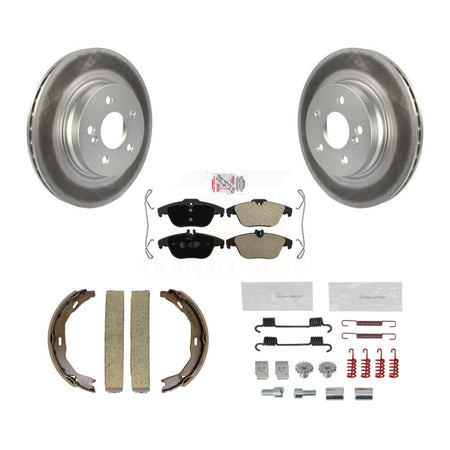 Rear Disc Coated Rotors Semi-Metallic Pads Parking Shoes & Hardware Kit For Mercedes-Benz KGA-107242