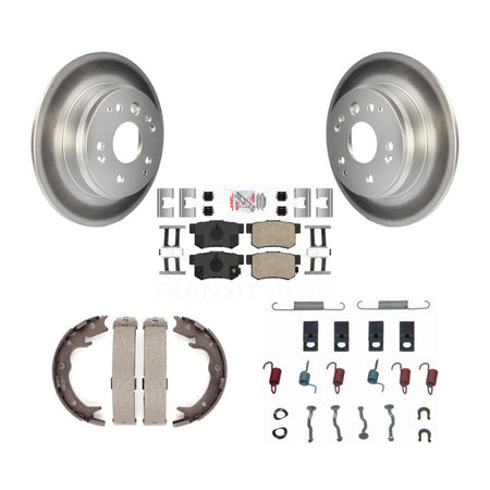 Rear Disc Coated Rotors Ceramic Pads Parking Brake Shoes Hardware Kit For Acura TL Honda KGA-107247