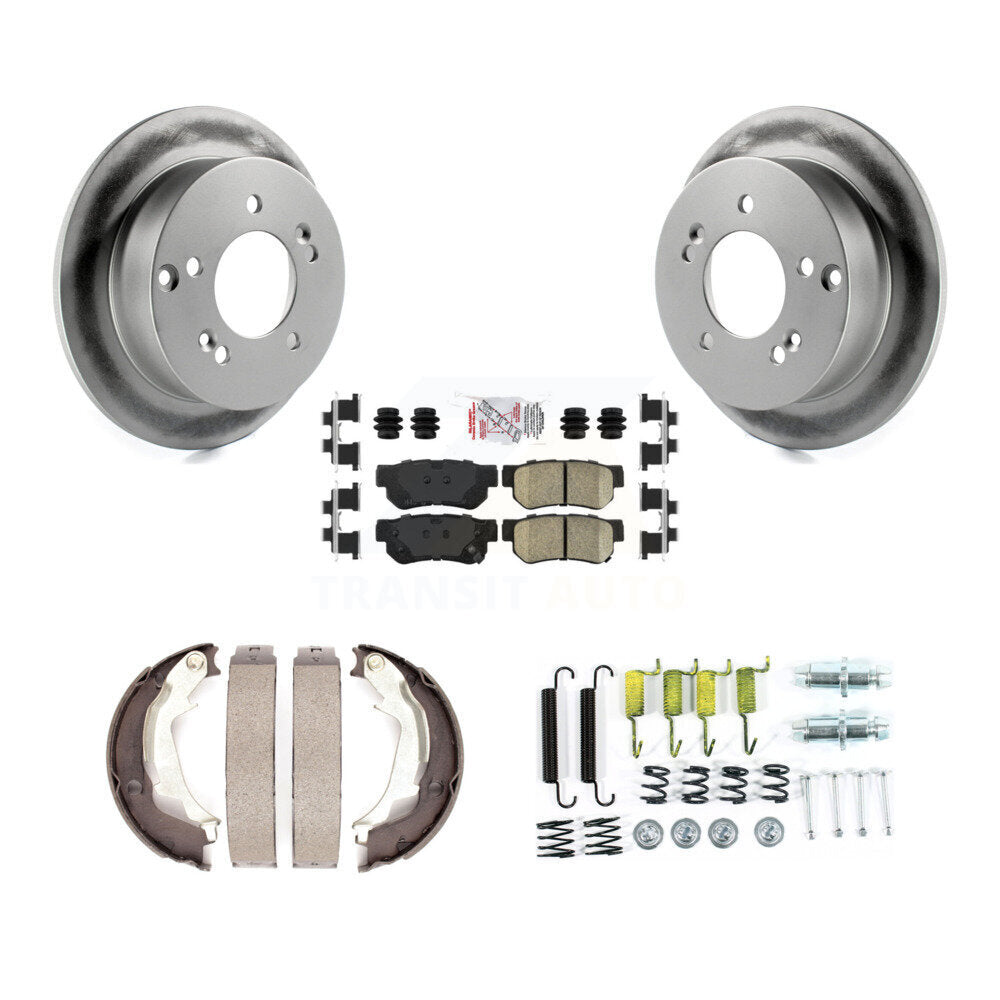 Rear Disc Coated Rotors Ceramic Pads Parking Shoes Hardware Kit For Hyundai Sonata XG350 KGA-107251
