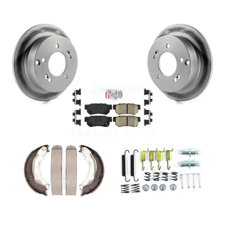 Rear Disc Coated Rotors Ceramic Pads Parking Shoes Hardware Kit For Hyundai Sonata XG350 KGA-107252