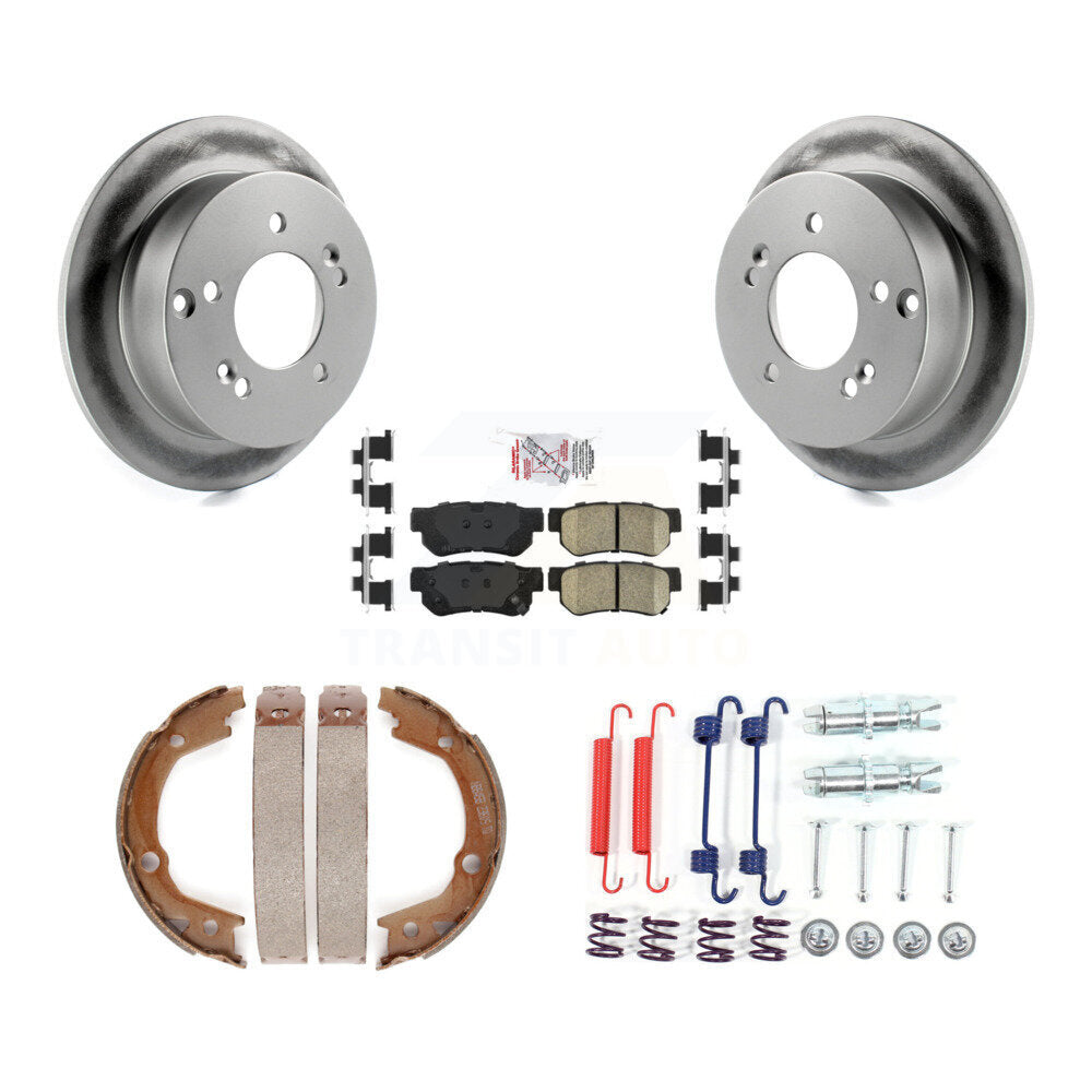 Rear Disc Coated Rotors Ceramic Pads Parking Shoes & Hardware Kit For Hyundai Tucson Kia KGA-107254