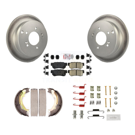 Rear Disc Coated Rotors Ceramic Pads Parking Shoes & Hardware Kit For Hyundai Tucson Kia KGA-107255