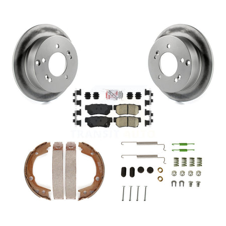 Rear Disc Coated Rotors Ceramic Pads Parking Shoes & Hardware Kit For Hyundai Sonata 2.4L KGA-107257