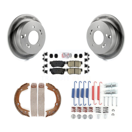 Rear Disc Coated Rotors Ceramic Pads Parking Shoes Hardware Kit For 2007-2010 Kia Optima KGA-107261