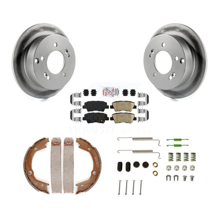 Rear Disc Coated Rotors Ceramic Pads Parking Shoes & Hardware Kit For Hyundai Sonata 2.4L KGA-107264