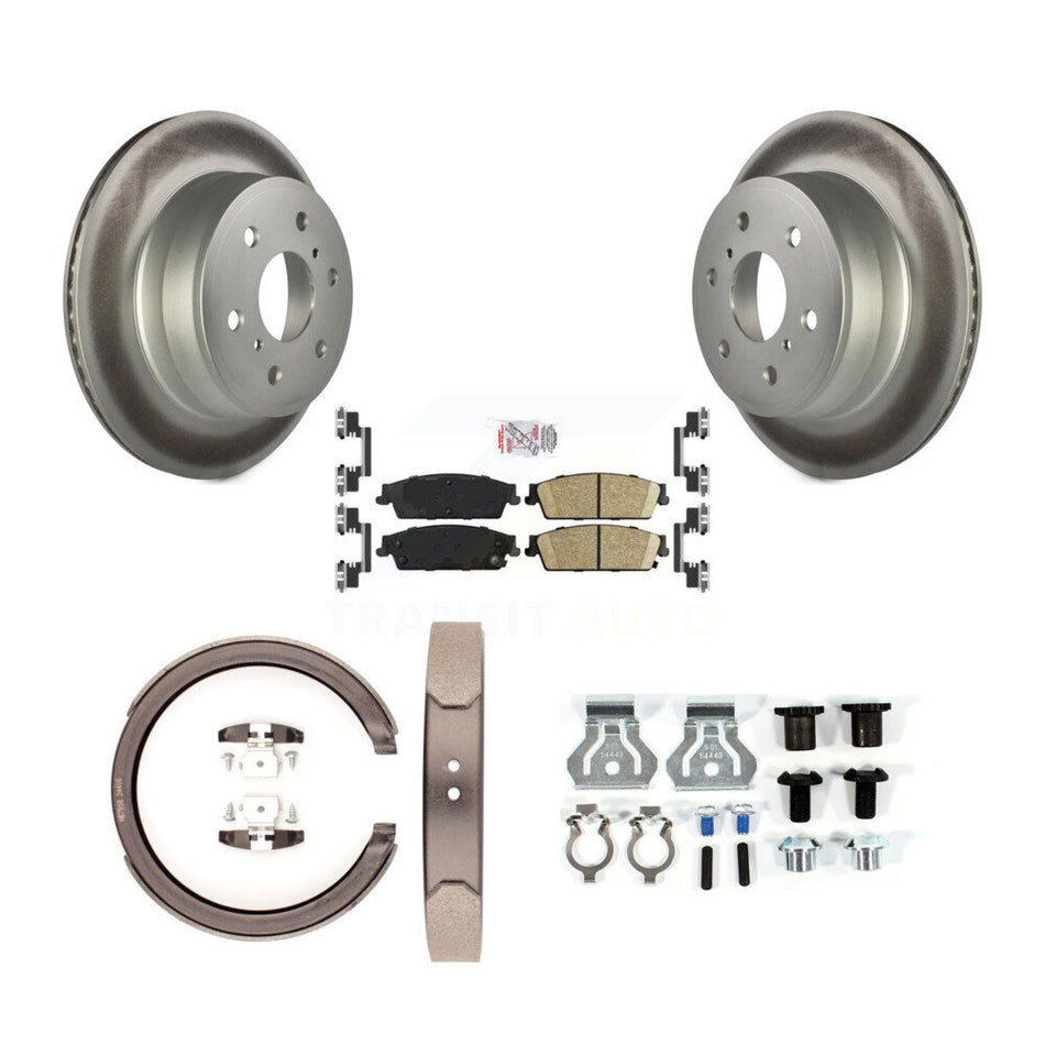 Rear Disc Coated Rotors Ceramic Pads Parking Shoes Hardware Kit For Chevrolet GMC Sierra KGA-107268