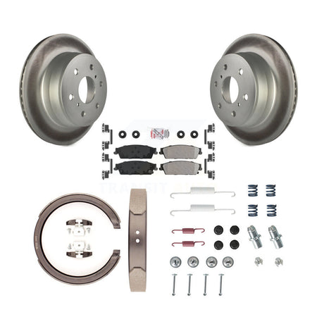 Rear Disc Coated Rotors Semi-Metallic Pads Parking Shoes Hardware Kit For GMC Sierra 1500 KGA-107269