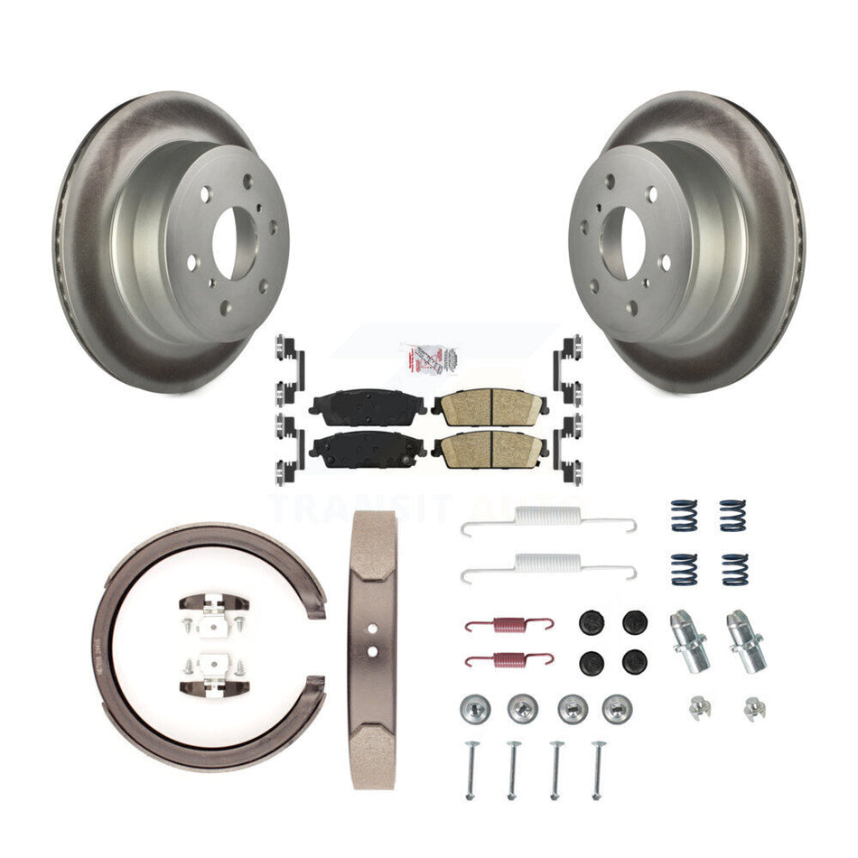Rear Disc Coated Rotors Ceramic Pads Parking Shoes Hardware Kit For 2013 GMC Sierra 1500 KGA-107270