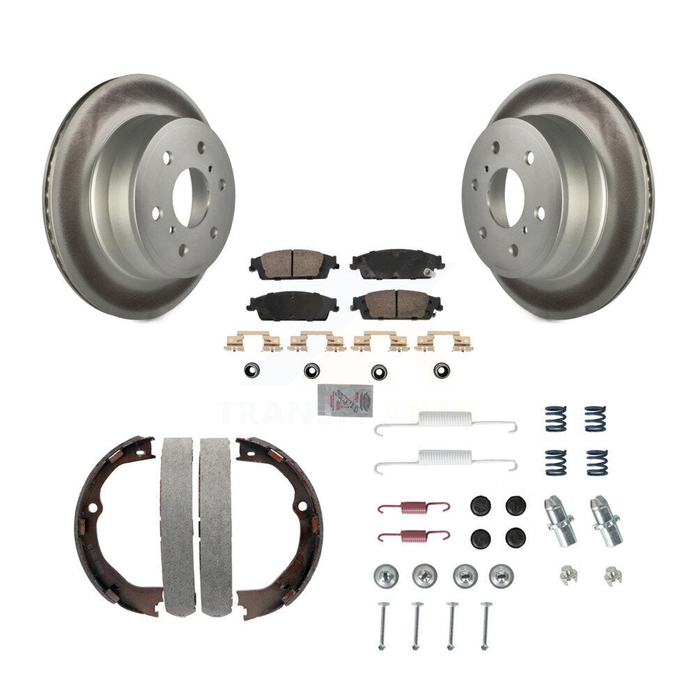 Rear Disc Coated Rotors Ceramic Pads Parking Shoes Hardware Kit For GMC Chevrolet Sierra KGA-107272