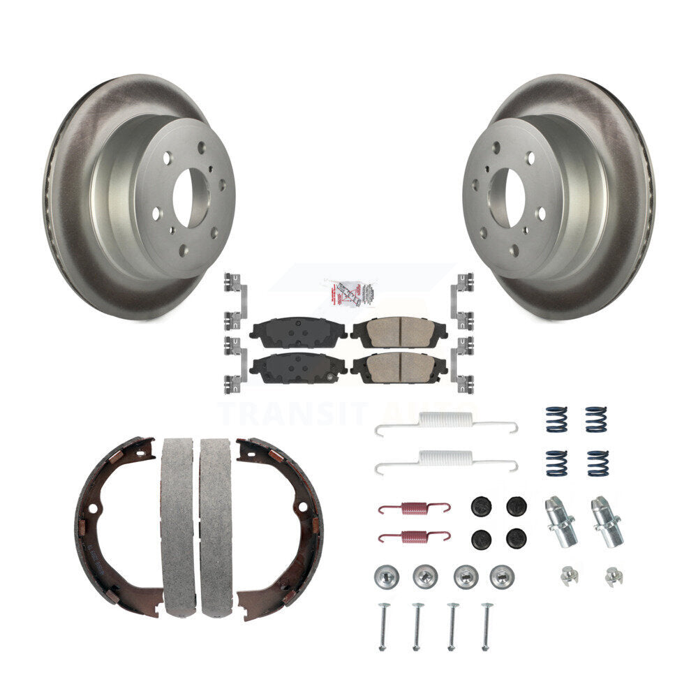 Rear Disc Coated Rotors Ceramic Pads Parking Shoes Hardware Kit For GMC Chevrolet Sierra KGA-107273