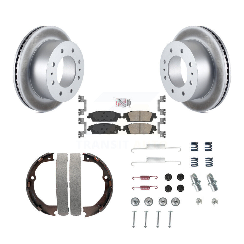 Rear Disc Coated Rotors Ceramic Pads Parking Shoes & Hardware Kit For Chevrolet Suburban KGA-107276
