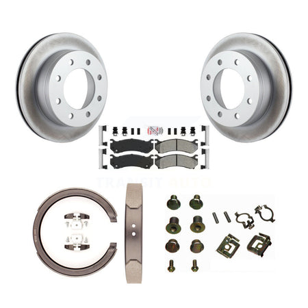 Rear Disc Coated Rotors Semi-Metallic Pads Parking Shoes Hardware Kit For GMC Sierra 1500 KGA-107284