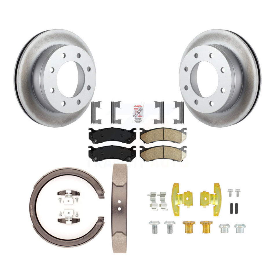 Rear Disc Coated Rotors Ceramic Pads Parking Shoes & Hardware Kit For Chevrolet Silverado KGA-107285