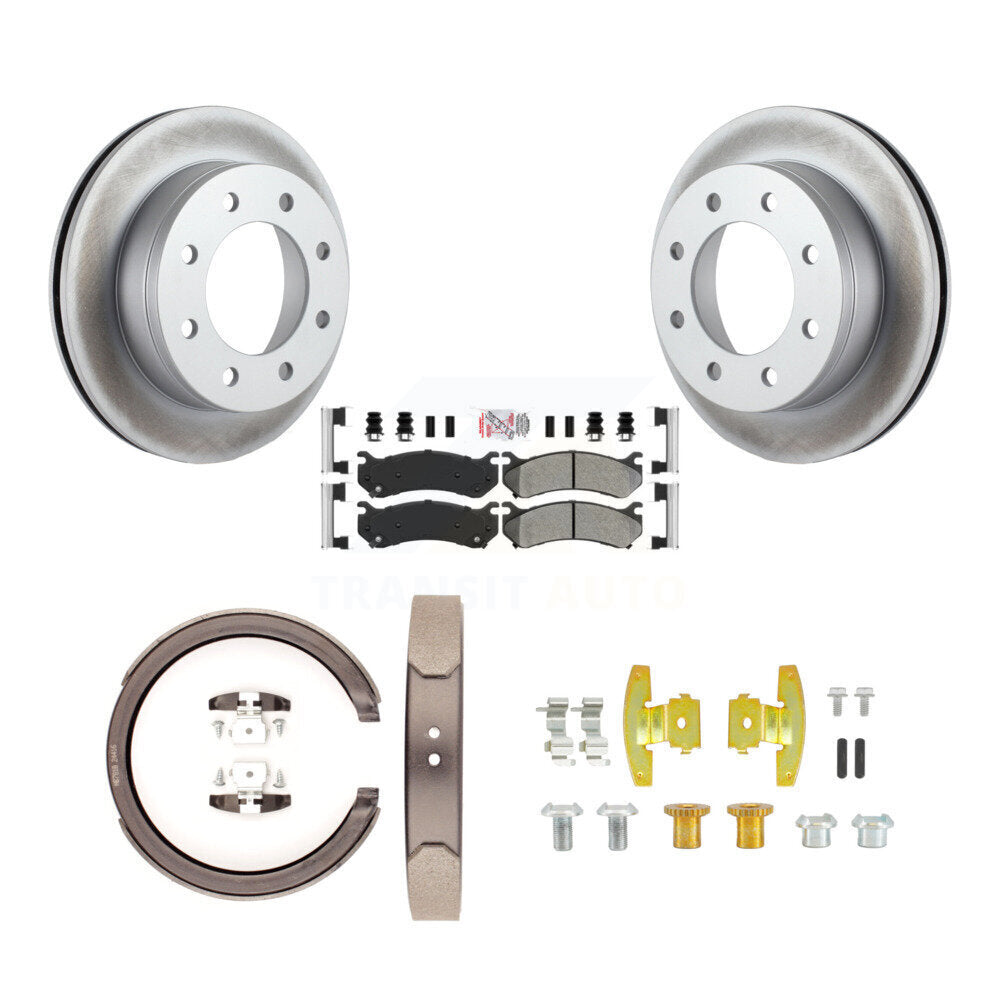 Rear Disc Coated Rotors Semi-Metallic Pads Parking Shoes Hardware Kit For Chevrolet 1500 KGA-107286
