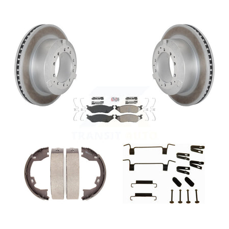 Rear Disc Coated Rotors Semi-Metallic Pads Parking Shoes Hardware Kit For Ford F-450 Duty KGA-107293