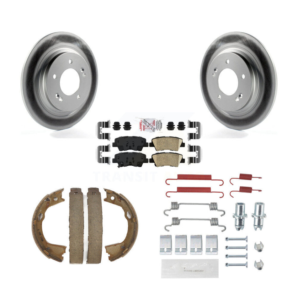 Rear Disc Coated Rotors Ceramic Pads Parking Shoes & Hardware Kit For Kia Optima LX/EX/SX KGA-107297