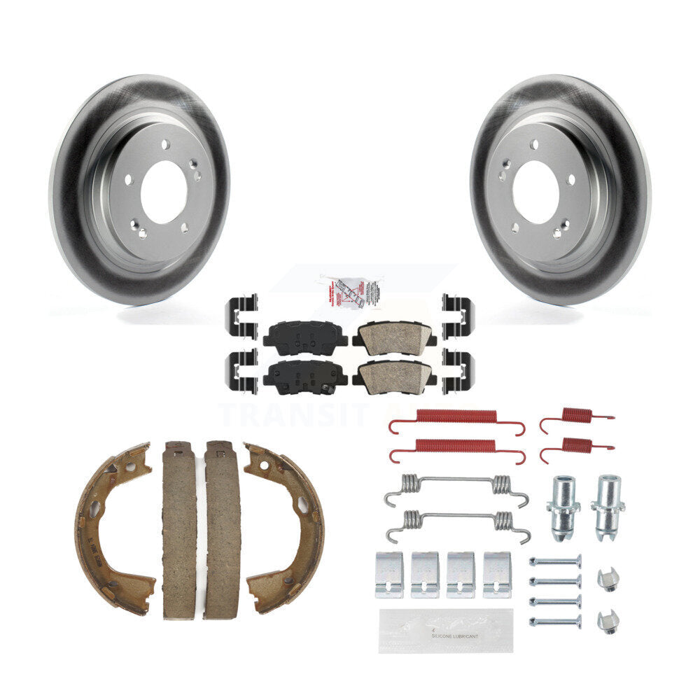 Rear Disc Coated Rotors Ceramic Pads Parking Shoes Hardware Kit For Hyundai Sonata Azera KGA-107301