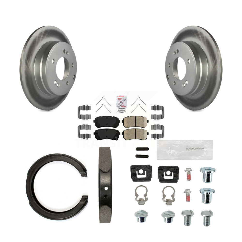 Rear Disc Coated Rotors Ceramic Pads Parking Brake Shoes And Hardware Kit For Kia Optima KGA-107302