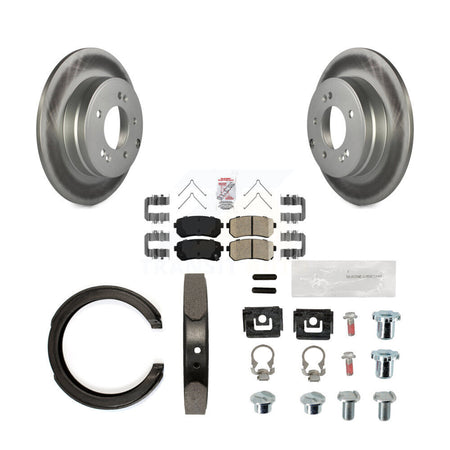Rear Disc Coated Rotors Ceramic Pads Parking Brake Shoes And Hardware Kit For Kia Optima KGA-107302