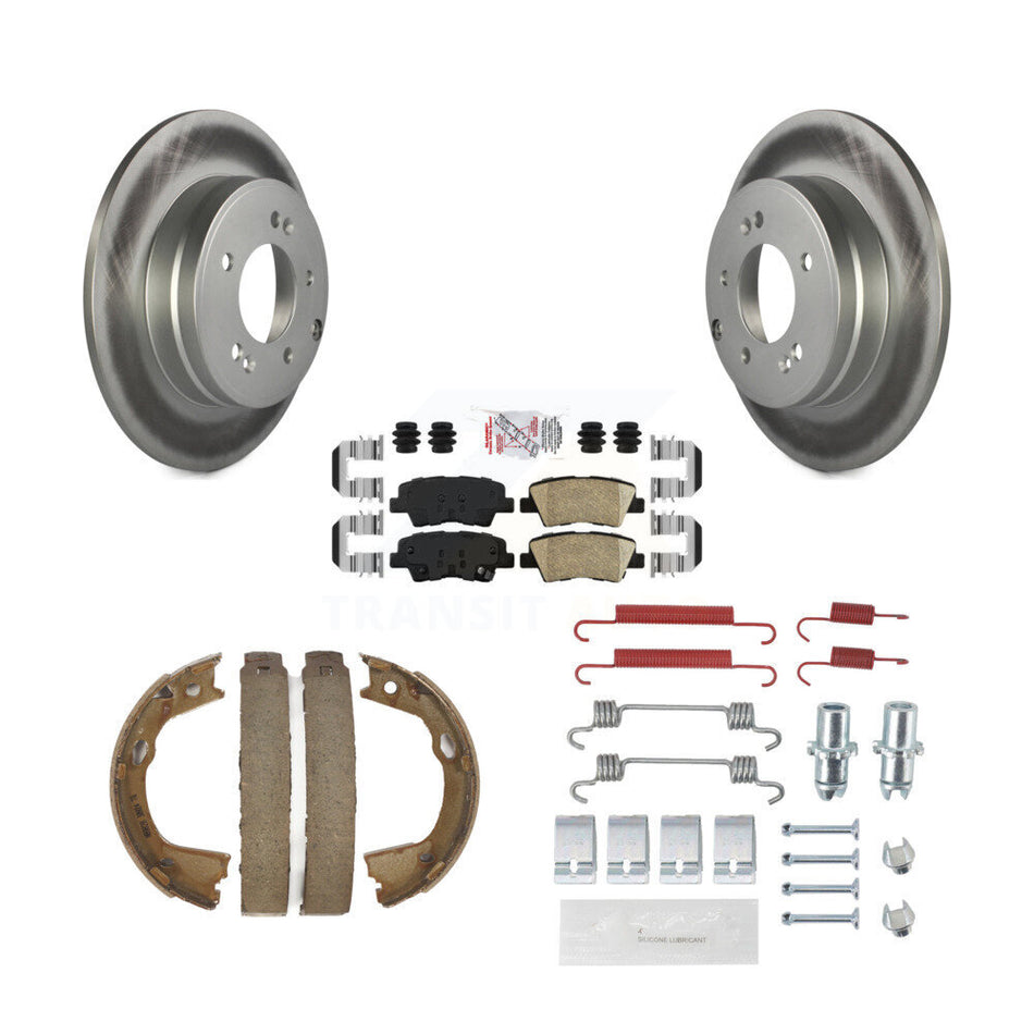 Rear Disc Coated Rotors Ceramic Pads Parking Brake Shoes And Hardware Kit For Kia Optima KGA-107304