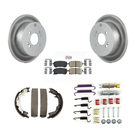 Rear Disc Coated Rotors Ceramic Pads Parking Shoes & Hardware Kit For Hyundai Accent Kia KGA-107306