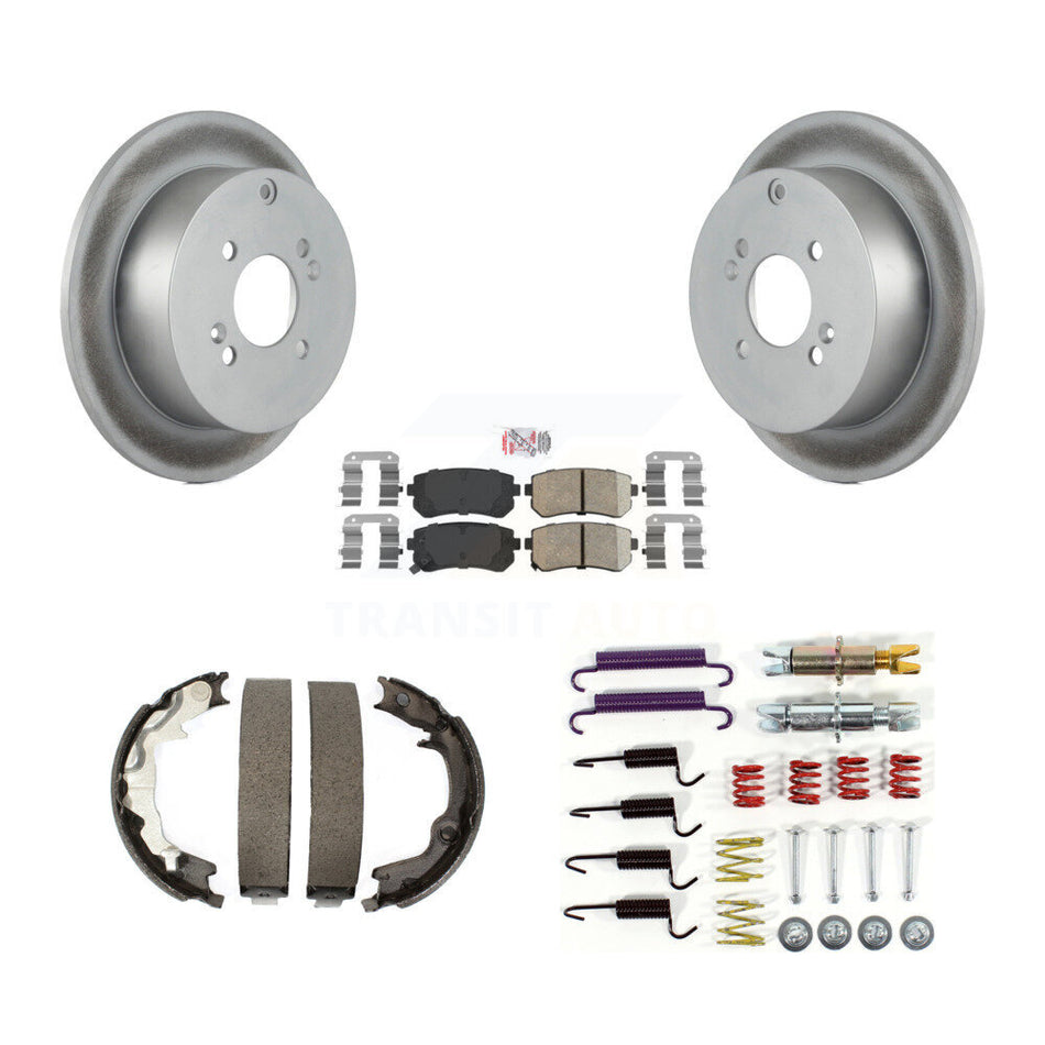 Rear Disc Coated Rotors Ceramic Pads Parking Shoes & Hardware Kit For Hyundai Accent Kia KGA-107306