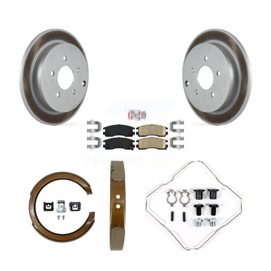 Rear Disc Coated Rotors Ceramic Pads Parking Shoes And Hardware Kit For Buick Rendezvous KGA-107312