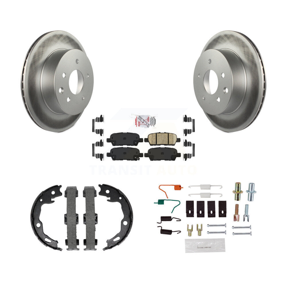 Rear Disc Coated Rotors Ceramic Pads Parking Brake Shoes & Hardware Kit For Nissan Rogue KGA-107315