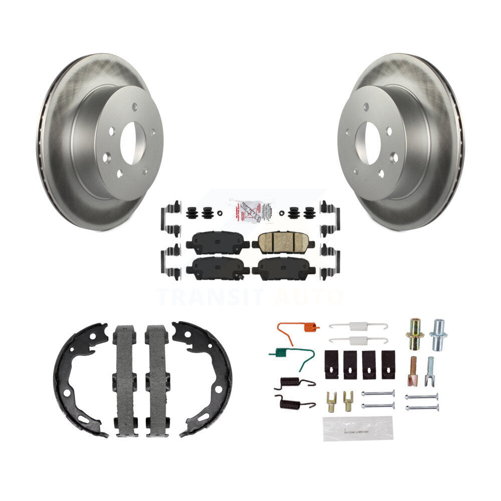 Rear Disc Coated Rotors Ceramic Pads Parking Brake Shoes & Hardware Kit For Nissan Rogue KGA-107316