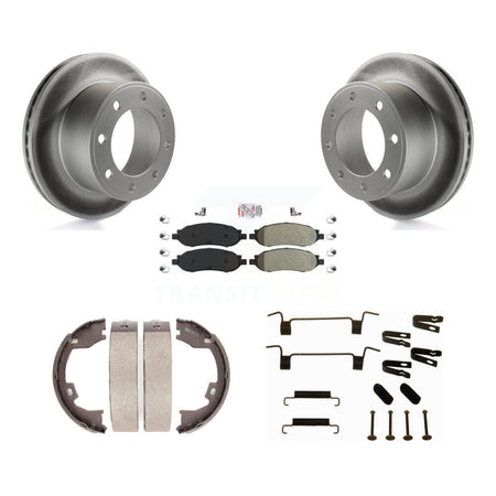 Rear Disc Coated Rotors Semi-Metallic Pads Parking Shoes Hardware Kit For Ford F-350 Duty KGA-107320