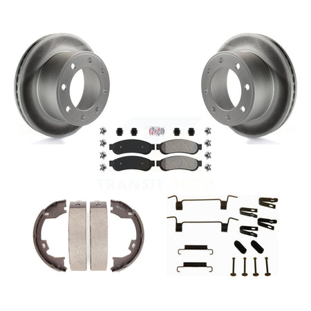 Rear Disc Coated Rotors Semi-Metallic Pads Parking Shoes Hardware Kit For Ford F-250 Duty KGA-107322