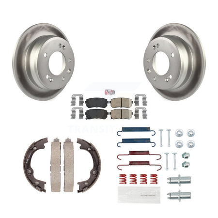 Rear Disc Coated Rotors Ceramic Pads Parking Shoes & Hardware Kit For Hyundai Tucson FWD KGA-107326