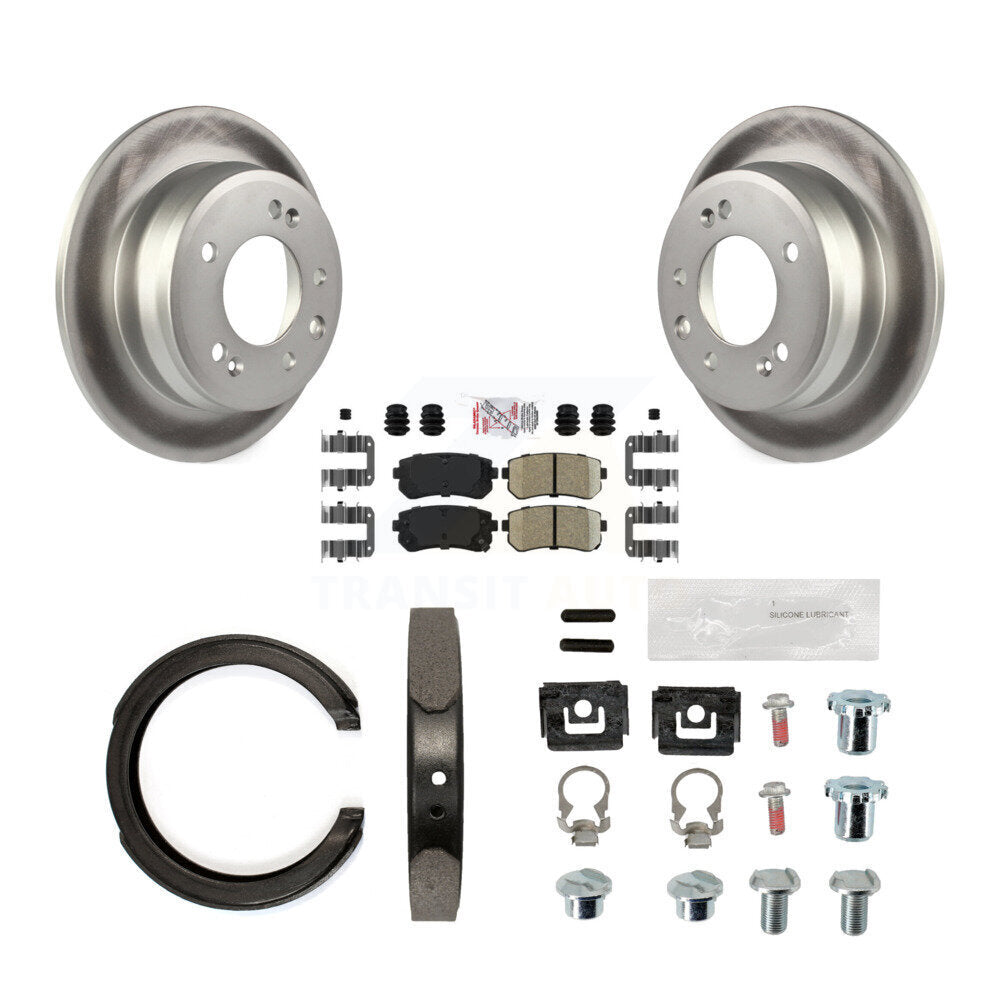 Rear Disc Coated Rotors Ceramic Pads Parking Shoes And Hardware Kit For Kia Sportage FWD KGA-107327