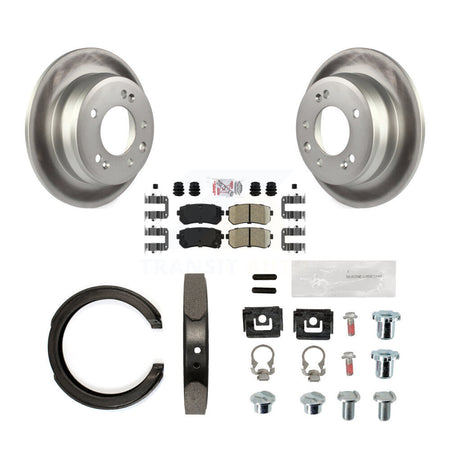 Rear Disc Coated Rotors Ceramic Pads Parking Shoes And Hardware Kit For Kia Sportage FWD KGA-107327
