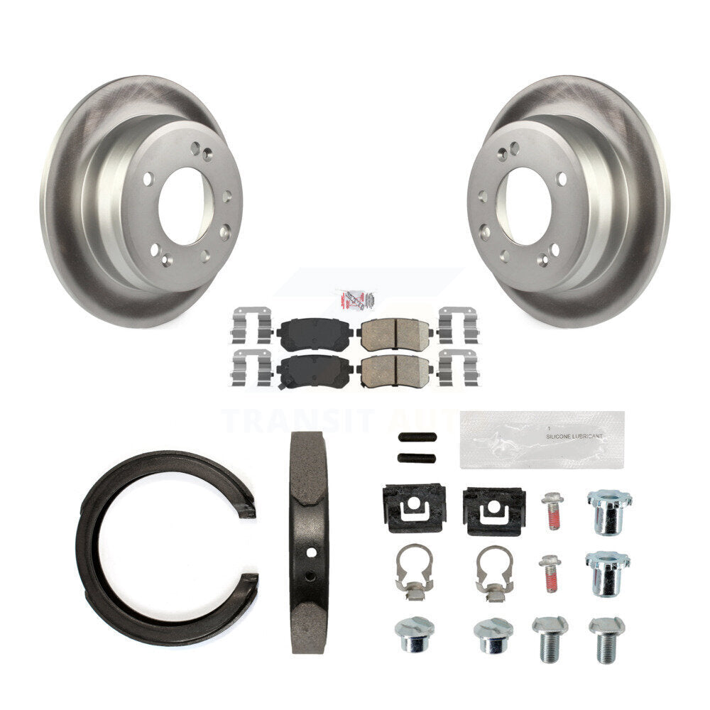 Rear Disc Coated Rotors Ceramic Pads Parking Shoes And Hardware Kit For Kia Sportage FWD KGA-107328
