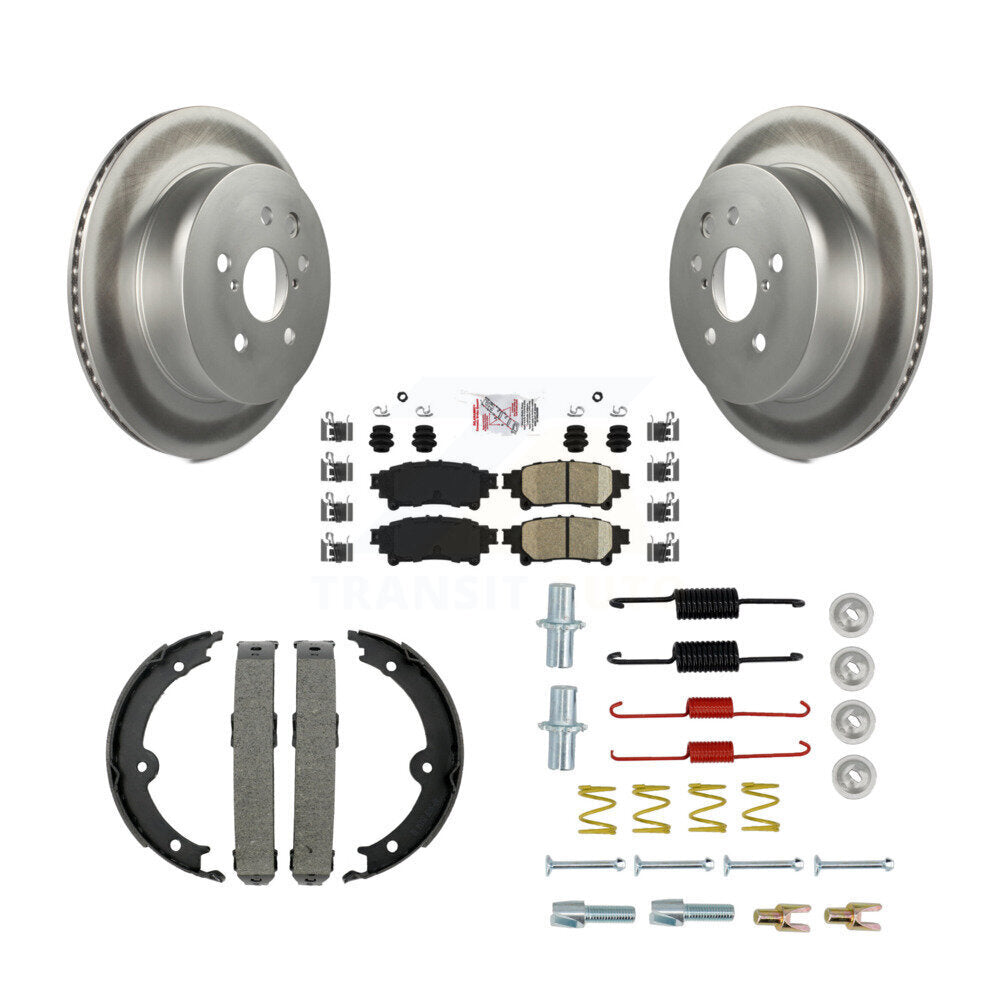 Rear Disc Coated Rotors Ceramic Pads Parking Brake Shoes And Hardware Kit For Lexus IS350 KGA-107331