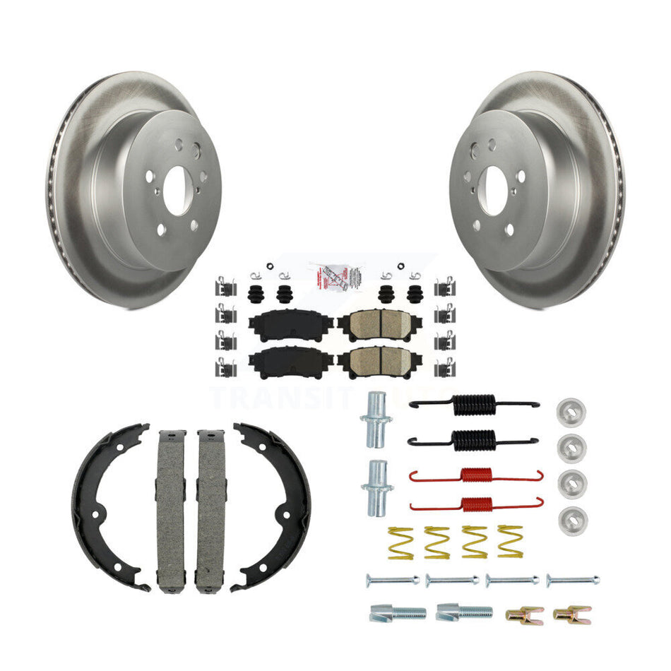 Rear Disc Coated Rotors Ceramic Pads Parking Brake Shoes And Hardware Kit For Lexus IS350 KGA-107331