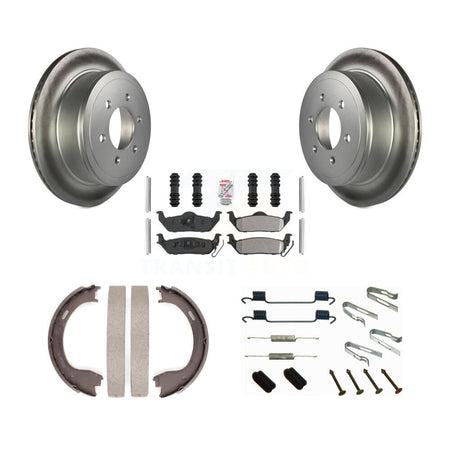 Rear Disc Coated Rotors Semi-Metallic Pads Parking Shoes And Hardware Kit For Ford F-150 KGA-107337