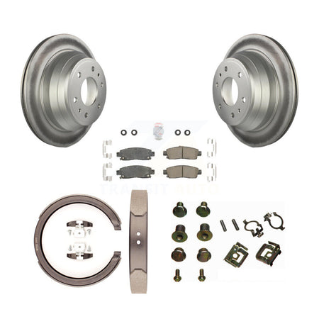 Rear Disc Coated Rotors Ceramic Pads Parking Shoes & Hardware Kit For Chevrolet GMC Envoy KGA-107341