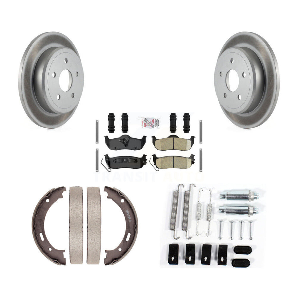 Rear Disc Coated Rotors Ceramic Pads Parking Shoes & Hardware Kit For Jeep Grand Cherokee KGA-107344